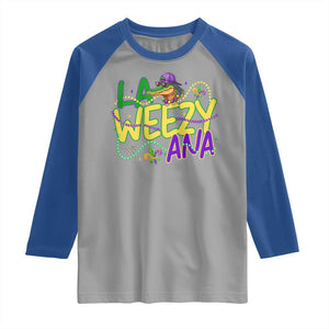 Mardi Gras Raglan Shirt La Weezy Ana Hip Hop Aligator Louisiana TS09 Sport Gray Royal Print Your Wear