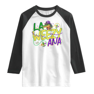 Mardi Gras Raglan Shirt La Weezy Ana Hip Hop Aligator Louisiana TS09 White Black Print Your Wear