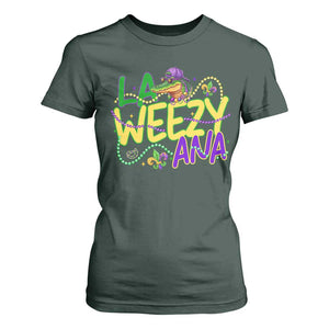 Mardi Gras T Shirt For Women La Weezy Ana Hip Hop Aligator Louisiana TS09 Dark Forest Green Print Your Wear