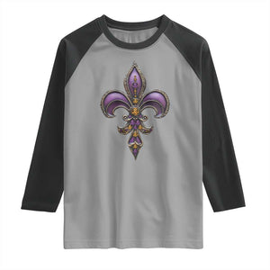 Louisiana Aesthetic Fleur De Lis Raglan Shirt TS09 Sport Gray Black Print Your Wear