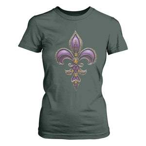 Louisiana Aesthetic Fleur De Lis T Shirt For Women TS09 Dark Forest Green Print Your Wear
