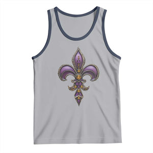 Louisiana Aesthetic Fleur De Lis Tank Top TS09 Athletic Heather Navy Print Your Wear
