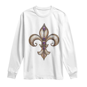 Aesthetic Fleur De Lis Long Sleeve Shirt TS09 White Print Your Wear