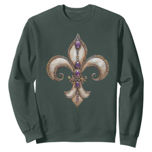 Aesthetic Fleur De Lis Sweatshirt TS09 Dark Forest Green Print Your Wear