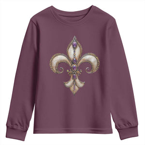 Aesthetic Fleur De Lis Youth Sweatshirt TS09 Maroon Print Your Wear