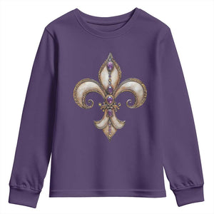 Aesthetic Fleur De Lis Youth Sweatshirt TS09 Purple Print Your Wear