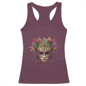 Jeweled Mask Louisiana Mardi Gras Racerback Tank Top TS09 Maroon Print Your Wear