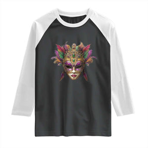 Jeweled Mask Louisiana Mardi Gras Raglan Shirt TS09 Black White Print Your Wear