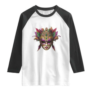 Jeweled Mask Louisiana Mardi Gras Raglan Shirt TS09 White Black Print Your Wear
