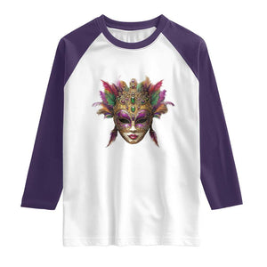 Jeweled Mask Louisiana Mardi Gras Raglan Shirt TS09 White Purple Print Your Wear