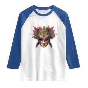 Jeweled Mask Louisiana Mardi Gras Raglan Shirt TS09 White Royal Print Your Wear