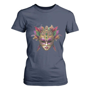 Jeweled Mask Louisiana Mardi Gras T Shirt For Women TS09 Navy Print Your Wear