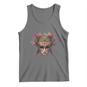 Jeweled Mask Louisiana Mardi Gras Tank Top TS09 Black Heather Print Your Wear