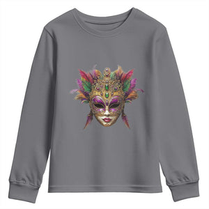 Jeweled Mask Louisiana Mardi Gras Youth Sweatshirt TS09 Charcoal Print Your Wear