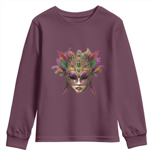 Jeweled Mask Louisiana Mardi Gras Youth Sweatshirt TS09 Maroon Print Your Wear