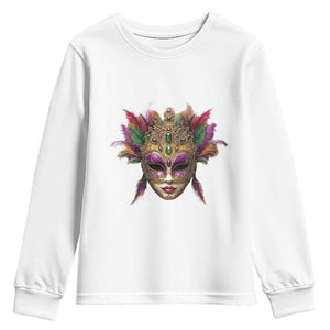 Jeweled Mask Louisiana Mardi Gras Youth Sweatshirt TS09 White Print Your Wear