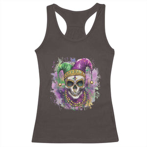Skeleton Jester Louisiana Mardi Gras Racerback Tank Top TS09 Dark Chocolate Print Your Wear