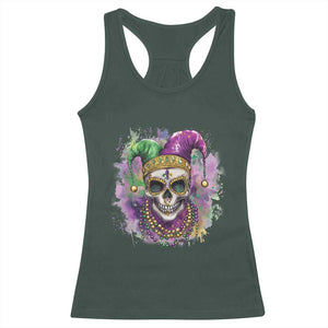 Skeleton Jester Louisiana Mardi Gras Racerback Tank Top TS09 Dark Forest Green Print Your Wear
