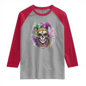 Skeleton Jester Louisiana Mardi Gras Raglan Shirt TS09 Sport Gray Red Print Your Wear
