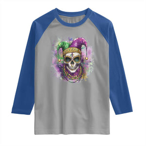 Skeleton Jester Louisiana Mardi Gras Raglan Shirt TS09 Sport Gray Royal Print Your Wear