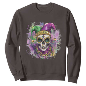 Skeleton Jester Louisiana Mardi Gras Sweatshirt TS09 Dark Chocolate Print Your Wear