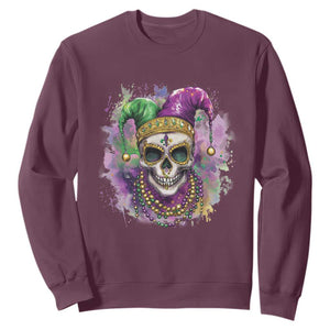 Skeleton Jester Louisiana Mardi Gras Sweatshirt TS09 Maroon Print Your Wear