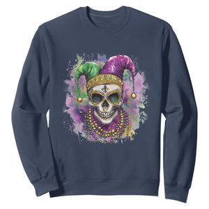 Skeleton Jester Louisiana Mardi Gras Sweatshirt TS09 Navy Print Your Wear