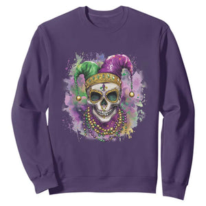 Skeleton Jester Louisiana Mardi Gras Sweatshirt TS09 Purple Print Your Wear