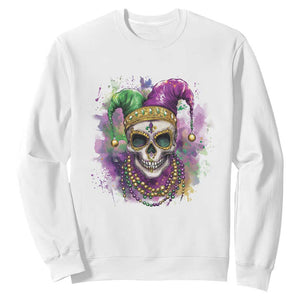 Skeleton Jester Louisiana Mardi Gras Sweatshirt TS09 White Print Your Wear
