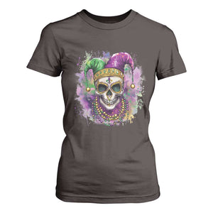Skeleton Jester Louisiana Mardi Gras T Shirt For Women TS09 Dark Chocolate Print Your Wear