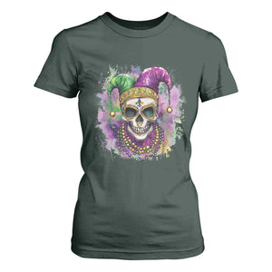 Skeleton Jester Louisiana Mardi Gras T Shirt For Women TS09 Dark Forest Green Print Your Wear