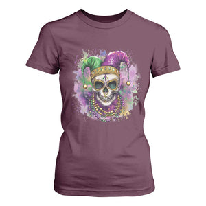 Skeleton Jester Louisiana Mardi Gras T Shirt For Women TS09 Maroon Print Your Wear