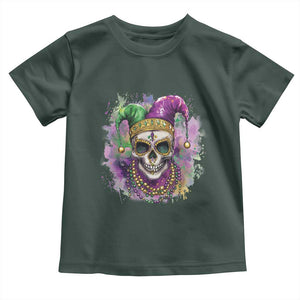 Skeleton Jester Louisiana Mardi Gras Toddler T Shirt TS09 Dark Forest Green Print Your Wear