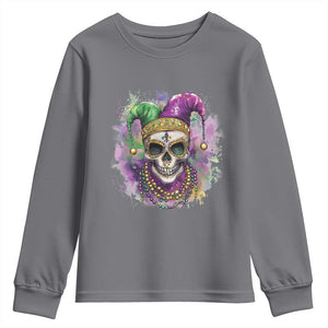 Skeleton Jester Louisiana Mardi Gras Youth Sweatshirt TS09 Charcoal Print Your Wear