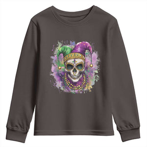 Skeleton Jester Louisiana Mardi Gras Youth Sweatshirt TS09 Dark Chocolate Print Your Wear