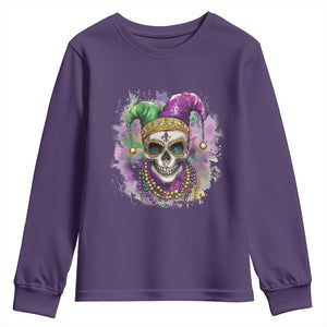 Skeleton Jester Louisiana Mardi Gras Youth Sweatshirt TS09 Purple Print Your Wear