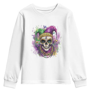 Skeleton Jester Louisiana Mardi Gras Youth Sweatshirt TS09 White Print Your Wear