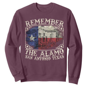 Texas Remember The Alamo Sweatshirt San Antonio Alamo War Texan Flag History Lover TS09 Maroon Print Your Wear