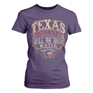 Texas Pride T Shirt For Women Forever Come Hell Or High Water Patriotic Texas TS09 Purple Print Your Wear