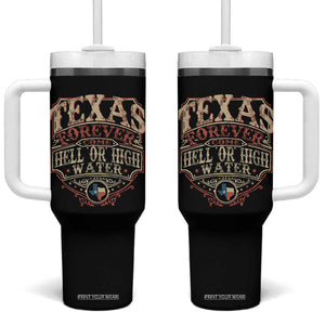 Texas Pride Tumbler With Handle Forever Come Hell Or High Water Patriotic Texas TS09 One Size: 40 oz Black Print Your Wear