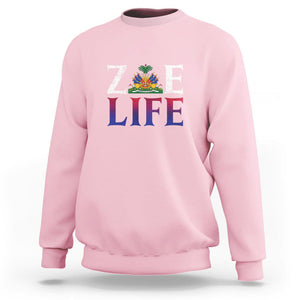 Haitian Sweatshirt Zoe Life Haiti Patriotic TS09 Light Pink Printyourwear