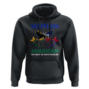 Haitian Jamaican Hoodie The Best Of Both Worlds Butterfly Haiti Jamaica Flag TS09 Black Printyourwear
