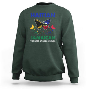 Haitian Jamaican Sweatshirt The Best Of Both Worlds Butterfly Haiti Jamaica Flag TS09 Dark Forest Green Printyourwear