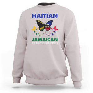 Haitian Jamaican Sweatshirt The Best Of Both Worlds Butterfly Haiti Jamaica Flag TS09 Ice Gray Printyourwear