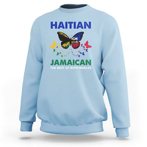 Haitian Jamaican Sweatshirt The Best Of Both Worlds Butterfly Haiti Jamaica Flag TS09 Light Blue Printyourwear