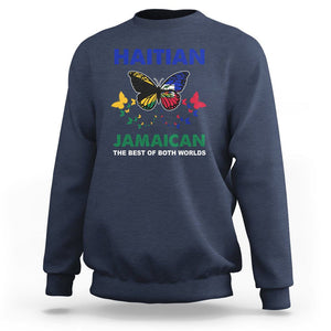 Haitian Jamaican Sweatshirt The Best Of Both Worlds Butterfly Haiti Jamaica Flag TS09 Navy Printyourwear