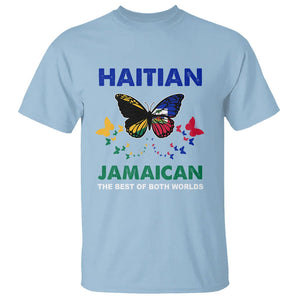 Haitian Jamaican T Shirt The Best Of Both Worlds Butterfly Haiti Jamaica Flag TS09 Light Blue Printyourwear