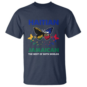 Haitian Jamaican T Shirt The Best Of Both Worlds Butterfly Haiti Jamaica Flag TS09 Navy Printyourwear