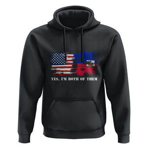 Haitian American Hoodie Yes I'm Both Of Them USA Haiti Flag Shirt TS09 Black Print Your Wear