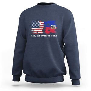 Haitian American Sweatshirt Yes I'm Both Of Them USA Haiti Flag Shirt TS09 Navy Print Your Wear